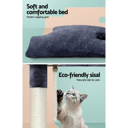 Cat Tree 102cm Scratching Post Tower Scratcher Condo House Board Grey Pet Care Kings Warehouse
