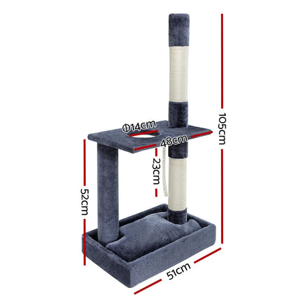 Cat Tree 102cm Scratching Post Tower Scratcher Condo House Board Grey Pet Care Kings Warehouse
