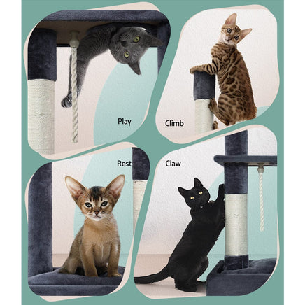 Cat Tree 102cm Scratching Post Tower Scratcher Condo House Board Grey Pet Care Kings Warehouse