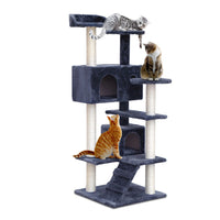 Cat Tree 134cm Tower Scratching Post Scratcher Wood Condo House Bed Grey Pet Care Kings Warehouse
