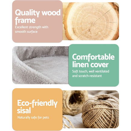 Cat Tree 135cm Tower Scratching Post Scratcher Wood Condo House Toys Grey Pet Care Kings Warehouse