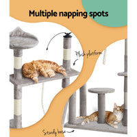 Cat Tree 135cm Tower Scratching Post Scratcher Wood Condo House Toys Grey Pet Care Kings Warehouse