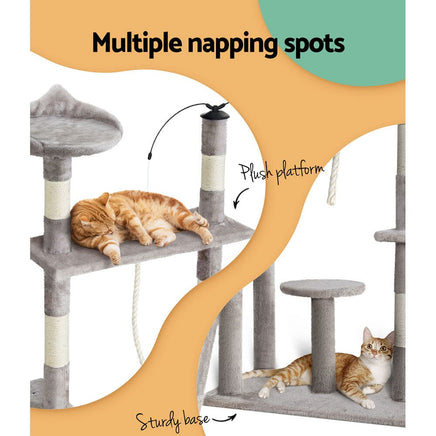 Cat Tree 135cm Tower Scratching Post Scratcher Wood Condo House Toys Grey Pet Care Kings Warehouse