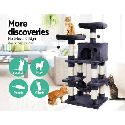 Cat Tree 145cm Tower Scratching Post Scratcher Wood Condo House Large Bed Pet Care Kings Warehouse