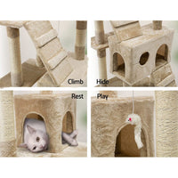 Cat Tree 180cm Tower Scratching Post Scratcher Wood Condo House Toys Beige Pet Care Kings Warehouse