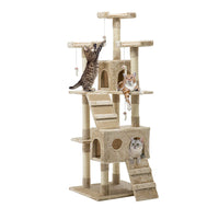 Cat Tree 180cm Tower Scratching Post Scratcher Wood Condo House Toys Beige Pet Care Kings Warehouse