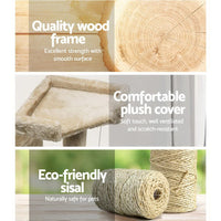 Cat Tree 180cm Tower Scratching Post Scratcher Wood Condo House Toys Beige Pet Care Kings Warehouse