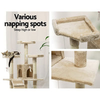 Cat Tree 180cm Tower Scratching Post Scratcher Wood Condo House Toys Beige Pet Care Kings Warehouse