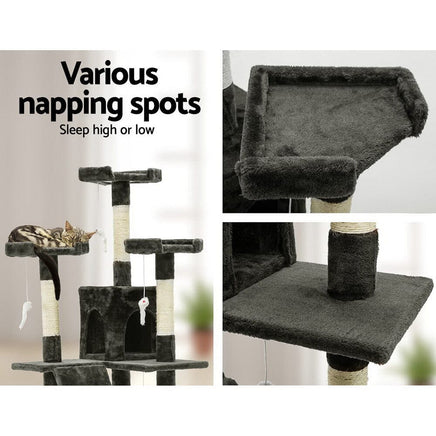 Cat Tree 180cm Tower Scratching Post Scratcher Wood Condo House Toys Grey Pet Care Kings Warehouse