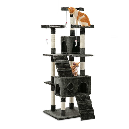 Cat Tree 180cm Tower Scratching Post Scratcher Wood Condo House Toys Grey Pet Care Kings Warehouse