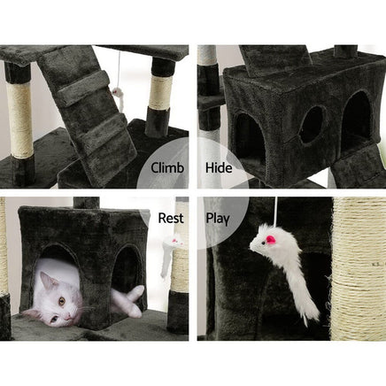 Cat Tree 180cm Tower Scratching Post Scratcher Wood Condo House Toys Grey Pet Care Kings Warehouse