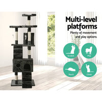 Cat Tree 180cm Tower Scratching Post Scratcher Wood Condo House Toys Grey Pet Care Kings Warehouse