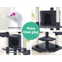 Cat Tree 203cm Tower Scratching Post Scratcher Condo Trees House Bed Grey Pet Care Kings Warehouse