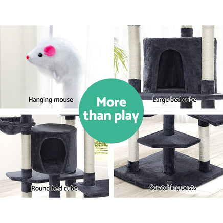 Cat Tree 203cm Tower Scratching Post Scratcher Condo Trees House Bed Grey Pet Care Kings Warehouse