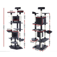 Cat Tree 203cm Tower Scratching Post Scratcher Condo Trees House Bed Grey Pet Care Kings Warehouse