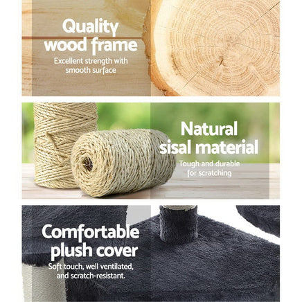 Cat Tree 203cm Tower Scratching Post Scratcher Condo Trees House Bed Grey Pet Care Kings Warehouse