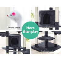 Cat Tree 203cm Tower Scratching Post Scratcher Condo Trees House Bed Grey Pet Care Kings Warehouse