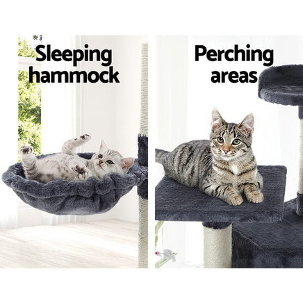 Cat Tree 203cm Tower Scratching Post Scratcher Condo Trees House Bed Grey Pet Care Kings Warehouse