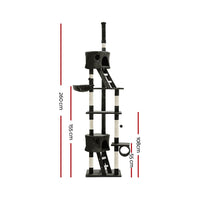 Cat Tree 260cm Tower Scratching Post Scratcher Condo House Trees Grey Pet Care Kings Warehouse