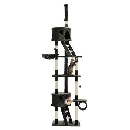 Cat Tree 260cm Tower Scratching Post Scratcher Condo House Trees Grey Pet Care Kings Warehouse
