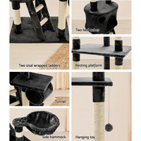 Cat Tree 260cm Tower Scratching Post Scratcher Condo House Trees Grey Pet Care Kings Warehouse