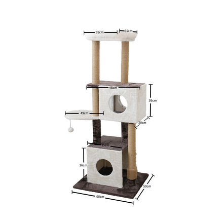 CATIO Deluxe Multi-Function Three-Level Dual Cat Scratching Tree 141cm Pet Care Kings Warehouse