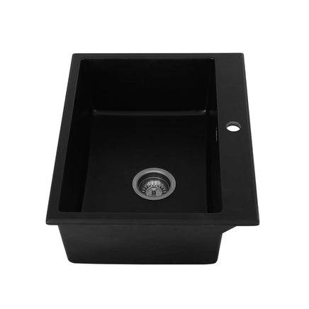 Cefito Kitchen Sink Granite Stone Sinks Basin Single Bowl Black 600mmx470mm Kings Warehouse