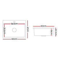 Cefito Kitchen Sink Granite Stone Sinks Basin Single Bowl Black 600mmx470mm Kings Warehouse