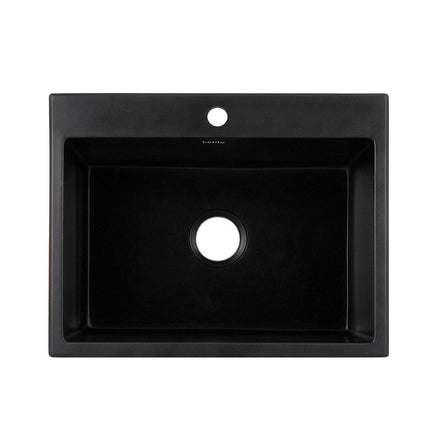 Cefito Kitchen Sink Granite Stone Sinks Basin Single Bowl Black 600mmx470mm Kings Warehouse