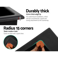 Cefito Kitchen Sink Stone Sink Granite Laundry Basin Double Bowl 116x49cm Black Kings Warehouse