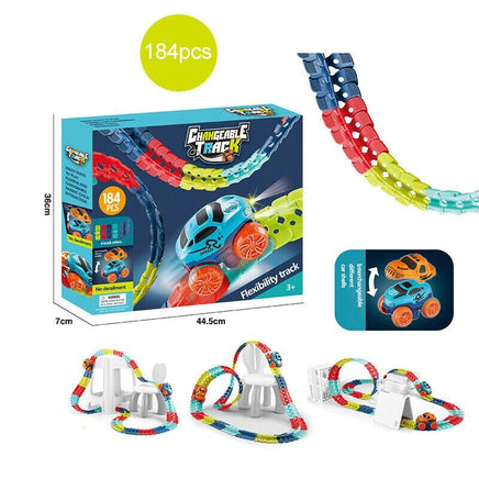 Changeable Track In The Dark Track with LED Light-Up Race Car Flexible Track Toy 184 Baby & Kids Kings Warehouse