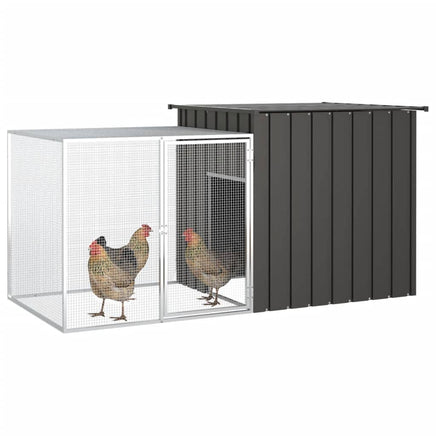 Chicken Cage Anthracite 200x91x100 cm Galvanised Steel Kings Warehouse