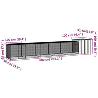 Chicken Cage Anthracite 600x91x100 cm Galvanised Steel Kings Warehouse