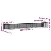 Chicken Cage Grey 1000x91x100 cm Galvanised Steel Kings Warehouse