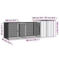 Chicken Cage Grey 300x91x100 cm Galvanised Steel Kings Warehouse