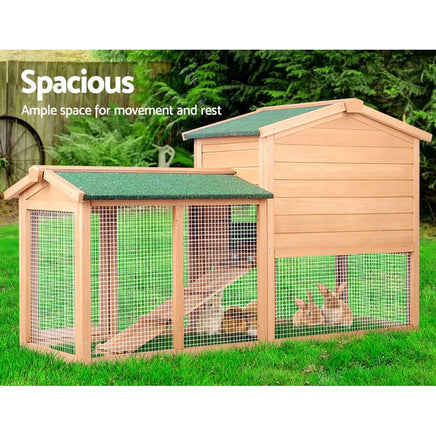 Chicken Coop Rabbit Hutch 138cm x 44cm x 85cm Large Chicken Coop House Run Cage Wooden Outdoor Pet Care Kings Warehouse
