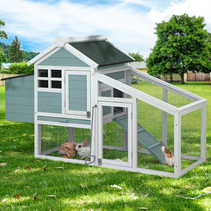 Chicken Coop Rabbit Hutch 150cm x 60cm x 93cm Large Chicken Coop House Run Cage Wooden Pet Care Kings Warehouse