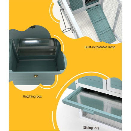 Chicken Coop Rabbit Hutch 150cm x 60cm x 93cm Large Chicken Coop House Run Cage Wooden Pet Care Kings Warehouse