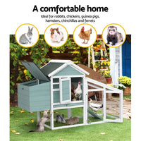 Chicken Coop Rabbit Hutch 150cm x 60cm x 93cm Large Chicken Coop House Run Cage Wooden Pet Care Kings Warehouse
