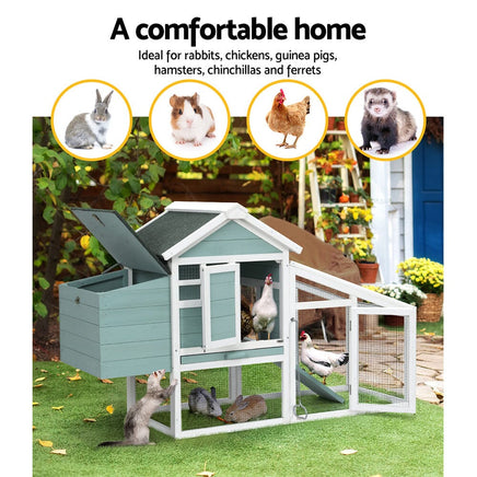 Chicken Coop Rabbit Hutch 150cm x 60cm x 93cm Large Chicken Coop House Run Cage Wooden Pet Care Kings Warehouse