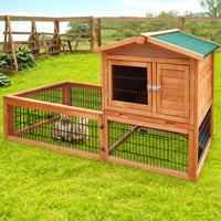 Chicken Coop Rabbit Hutch 155cm x 49cm x 90cm Large Chicken Coop Wooden Run Cage House Outdoor Pet Care Kings Warehouse