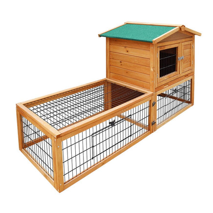 Chicken Coop Rabbit Hutch 155cm x 49cm x 90cm Large Chicken Coop Wooden Run Cage House Outdoor Pet Care Kings Warehouse