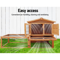 Chicken Coop Rabbit Hutch 155cm x 49cm x 90cm Large Chicken Coop Wooden Run Cage House Outdoor Pet Care Kings Warehouse