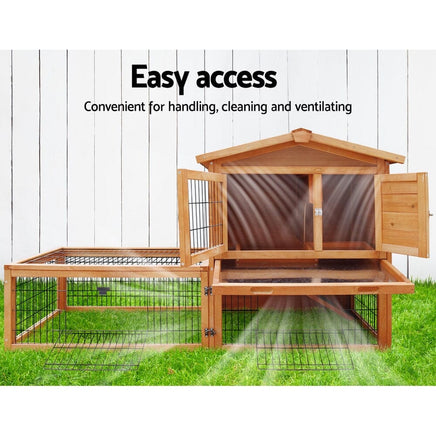 Chicken Coop Rabbit Hutch 155cm x 49cm x 90cm Large Chicken Coop Wooden Run Cage House Outdoor Pet Care Kings Warehouse