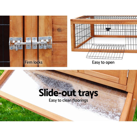 Chicken Coop Rabbit Hutch 155cm x 49cm x 90cm Large Chicken Coop Wooden Run Cage House Outdoor Pet Care Kings Warehouse