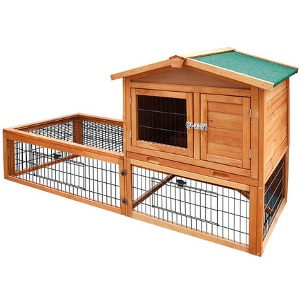Chicken Coop Rabbit Hutch 155cm x 49cm x 90cm Large Chicken Coop Wooden Run Cage House Outdoor Pet Care Kings Warehouse