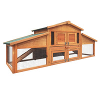 Chicken Coop Rabbit Hutch 169cm x 52cm x 72cm Large Chicken Coop Wooden House Run Cage Pet Care Kings Warehouse
