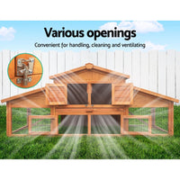 Chicken Coop Rabbit Hutch 169cm x 52cm x 72cm Large Chicken Coop Wooden House Run Cage Pet Care Kings Warehouse