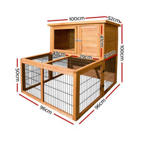 Chicken Coop Rabbit Hutch 96cm x 96cm x 100cm Large Chicken Coop Run Wooden Cage Outdoor House Pet Care Kings Warehouse