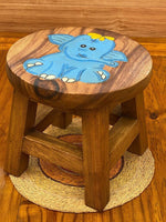 Children's Wooden Stool Blue Baby ELEPHANT Themed Chair Toddlers Step sitting Stool Kings Warehouse